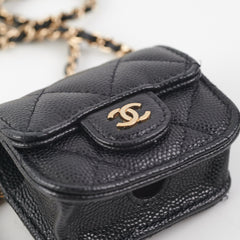 Chanel Quilted Caviar Airpod Case Black