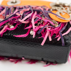 Dior Mini Lady Dior Python Fringe Orange/Purple