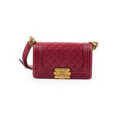 Chanel Small Boy Lambskin Burgundy 19 Series