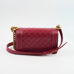 Chanel Small Boy Lambskin Burgundy 19 Series