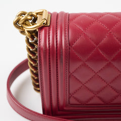 Chanel Small Boy Lambskin Burgundy 19 Series