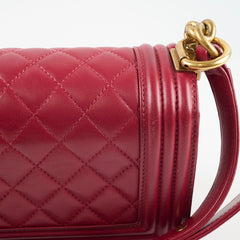 Chanel Small Boy Lambskin Burgundy 19 Series