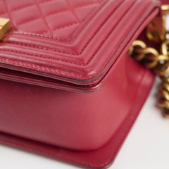 Chanel Small Boy Lambskin Burgundy 19 Series