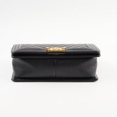 Chanel Old Medium Boy Bag Black Caviar GHW Chevron