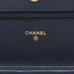 Chanel Caviar Wallet On Chain WOC Navy (microchipped)