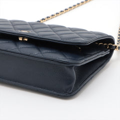 Chanel Caviar Wallet On Chain WOC Navy (microchipped)