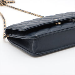 Chanel Caviar Wallet On Chain WOC Navy (microchipped)