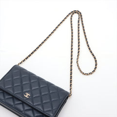 Chanel Caviar Wallet On Chain WOC Navy (microchipped)
