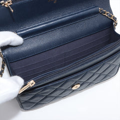 Chanel Caviar Wallet On Chain WOC Navy (microchipped)