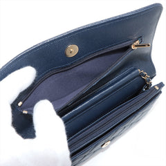 Chanel Caviar Wallet On Chain WOC Navy (microchipped)