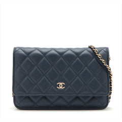Chanel Caviar Wallet On Chain WOC Navy (microchipped)
