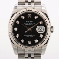 Rolex Datejust 36mm Watch Black Diamond Dial 116234