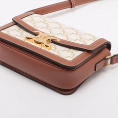 Celine Triomphe Teen Bag in Triomphe Canvas and Calfskin