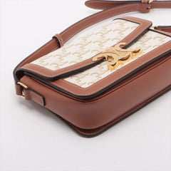 Celine Triomphe Teen Bag in Triomphe Canvas and Calfskin
