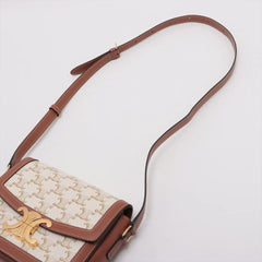 Celine Triomphe Teen Bag in Triomphe Canvas and Calfskin