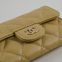 Chanel CC Caviar Cardholder Yellow/Green Undertone (Microchipped)