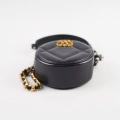 Chanel 19 Round Clutch on Chain Black Lambskin