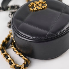 Chanel 19 Round Clutch on Chain Black Lambskin