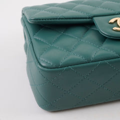 Chanel Mini Rectangular Lambskin Teal Green (Microchipped)