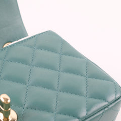 Chanel Mini Rectangular Lambskin Teal Green (Microchipped)