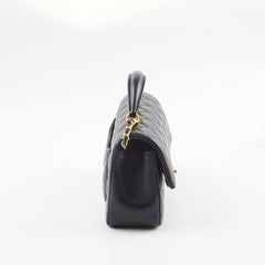 Chanel Lambskin Mini Rectangular Top Handle Bag Black Microchip
