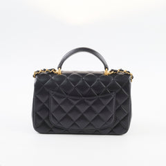 Chanel Lambskin Mini Rectangular Top Handle Bag Black Microchip