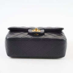 Chanel Lambskin Mini Rectangular Top Handle Bag Black Microchip
