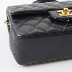 Chanel Lambskin Mini Rectangular Top Handle Bag Black Microchip
