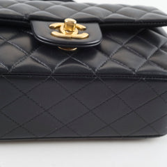 Chanel Lambskin Mini Rectangular Top Handle Bag Black Microchip