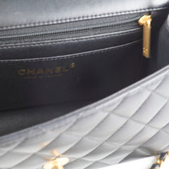 Chanel Lambskin Mini Rectangular Top Handle Bag Black Microchip