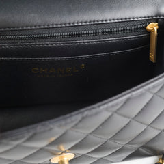 Chanel Lambskin Mini Rectangular Top Handle Bag Black Microchip
