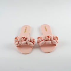 Chanel Camelia Sliders Pink/Nude Size 36