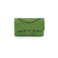 Chanel Medium/Large Caviar Double Classic Flap Green Microchipped