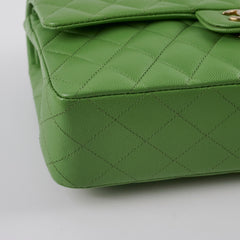 Chanel Medium/Large Caviar Double Classic Flap Green Microchipped