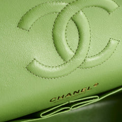 Chanel Medium/Large Caviar Double Classic Flap Green Microchipped