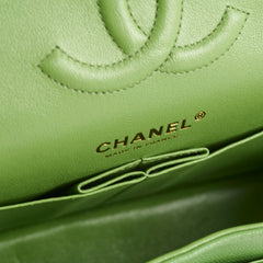 Chanel Medium/Large Caviar Double Classic Flap Green Microchipped