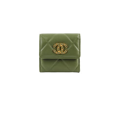 Chanel 19 Lambskin Trifold Wallet Khaki Series 31