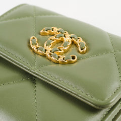 Chanel 19 Lambskin Trifold Wallet Khaki Series 31