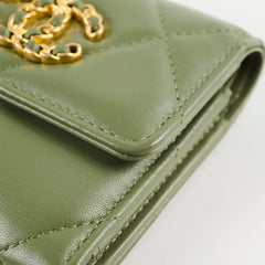 Chanel 19 Lambskin Trifold Wallet Khaki Series 31