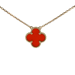 Van Cleef & Arpels 18k Yellow Gold Carnelian Necklace