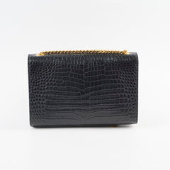 Saint Laurent Kate Small Tassel Croc Black