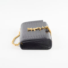 Saint Laurent Kate Small Tassel Croc Black
