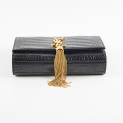 Saint Laurent Kate Small Tassel Croc Black