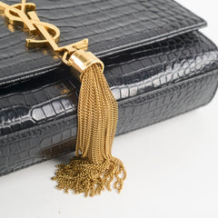 Saint Laurent Kate Small Tassel Croc Black