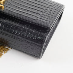 Saint Laurent Kate Small Tassel Croc Black
