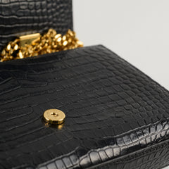 Saint Laurent Kate Small Tassel Croc Black