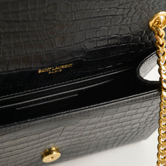 Saint Laurent Kate Small Tassel Croc Black