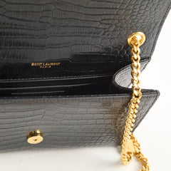 Saint Laurent Kate Small Tassel Croc Black
