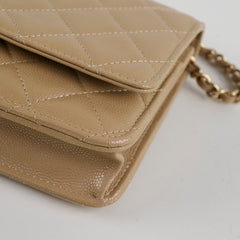 Chanel Wallet on Chain WOC Caviar Iridescent Beige