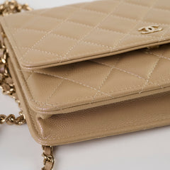 Chanel Wallet on Chain WOC Caviar Iridescent Beige